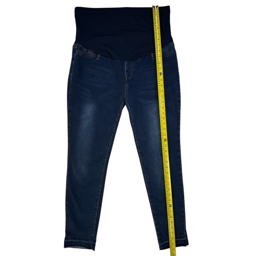 Shein Maternity Skinny Jeans 12 XL Blue Over Belly Raw Hem Prenatal Dark Wash - Picture 5 of 8